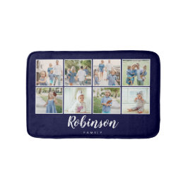 Monogrammed 8 Fotofamiljers kollage, marinblått Badrumsmatta