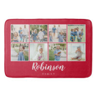 Monogrammed 8 Photo Family Collage Red