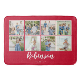 Monogrammed 8 Photo Family Collage Red Badrumsmatta