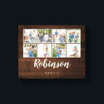 Monogrammed 8 Photo Family Collage Rustic Wood Canvastryck<br><div class="desc">Använda dina favoritfoton för att göra roligten till en viktig dekoration för ditt hem.</div>