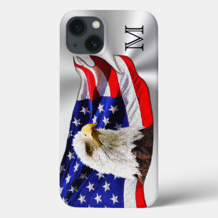 Monogrammed amerikanska flagganiphone case