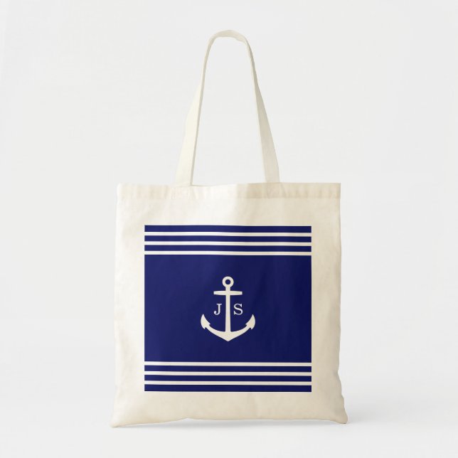 Monogrammed Anchor Nautical (blå) Tygkasse (Framsidan)