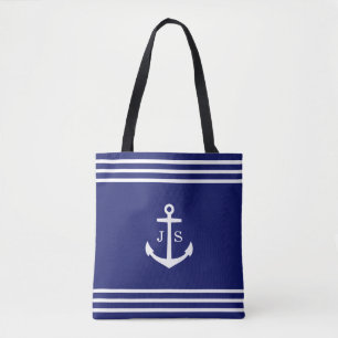 Monogrammed Anchor Nautical (blå) Tygkasse