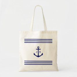 Monogrammed Anchor Nautical (vit och blå) Tygkasse