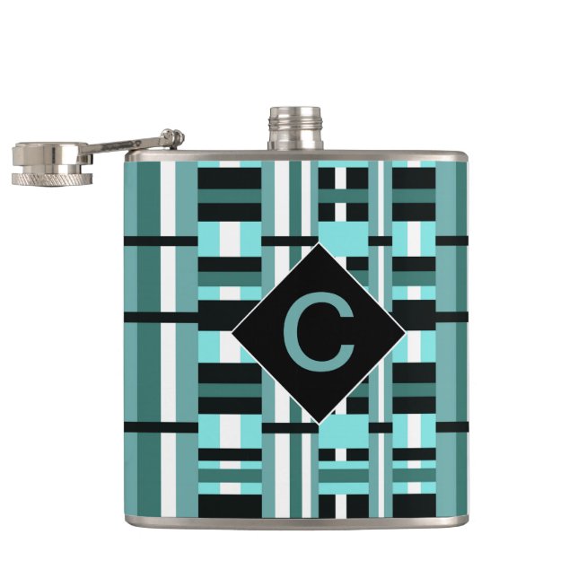 Monogrammed Aqua & Black Play Fickplunta (Öppnad)