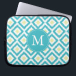 Monogrammed Aqua Lemon Diamond Ikat Mönster Laptop Fodral<br><div class="desc">Snyggt och chic har en färgstark och trendig diamanter ikat mönster och kan vara personlig med ditt monogram,  ditt initialprogram,  namn eller valfri text för en anpassningsbar av perfekt!</div>