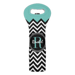 Monogrammed aqua- och svartsparre