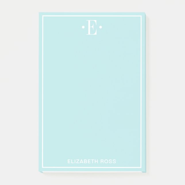 Monogrammed Aqua Post-it Block (Framsida)