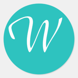Monogrammed Aqua Runt Klistermärke