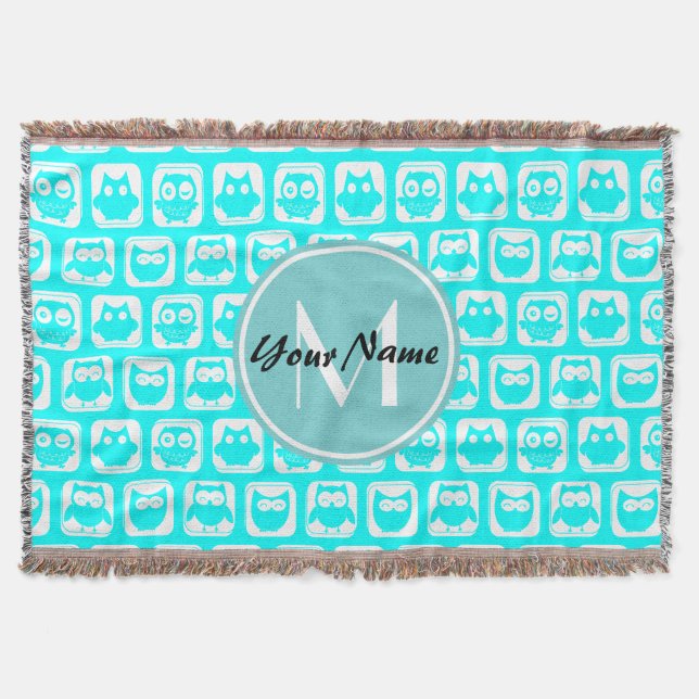 Monogrammed Aqua Turquise Uggla Filt (Framsidan)