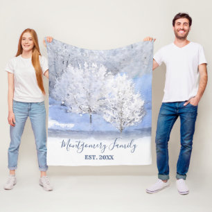 Monogrammed år för vinterunderlandefternamn fleecefilt