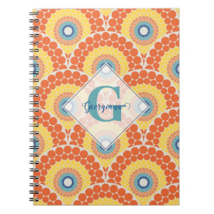 Monogrammed Art Deco Aegean Summer Radiant Mandala Anteckningsbok
