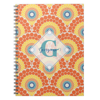 Monogrammed Art Deco Aegean Summer Radiant Mandala Anteckningsbok