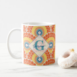 Monogrammed Art Deco Aegean Summer Radiant Mandala Kaffemugg