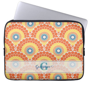 Monogrammed Art Deco Aegean Summer Radiant Mandala Laptop Fodral