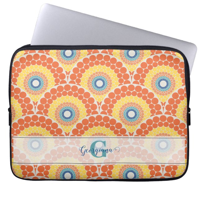 Monogrammed Art Deco Aegean Summer Radiant Mandala Laptop Fodral (Framsidan)