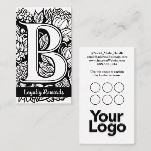 Monogrammed B Blommigt Black and White Company Log Visitkort