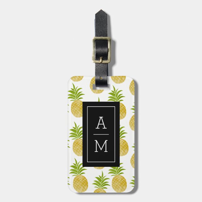 Monogrammed bagagemärkre för Posh ananas Bagagebricka (Vertikal Framsida)