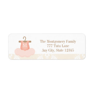 MONOGRAMMED BALLERINA TUTU-RETURETIKETTER RETURADRESS ETIKETT