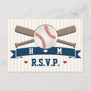 MONOGRAMMED BASEBALL BRÖLLOP SVARSOMRÅDE OSA KORT
