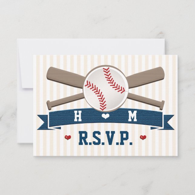 MONOGRAMMED BASEBALL BRÖLLOP SVARSOMRÅDE OSA KORT (Framsida)