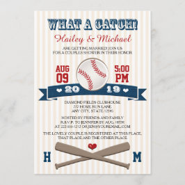 Monogrammed Baseball Par Möhippa Inbjudningar