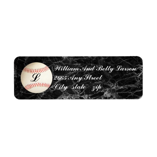 MONOGRAMMED BASEBALL- RETURETIKETTER RETURADRESS ETIKETT (Framsidan)