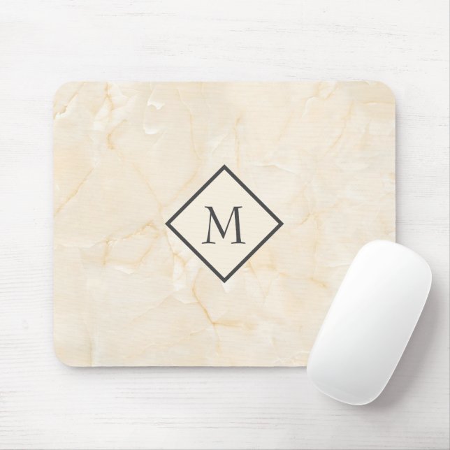 Monogrammed Beige Marble Musmatta (Med mus)