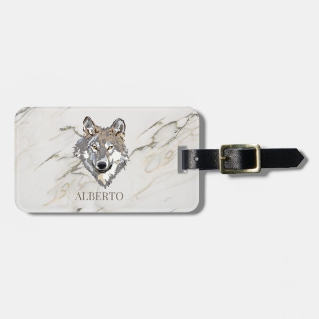 Monogrammed Beige Marble Stone Bagagebricka (Horisontell Framsida)