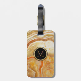 Monogrammed Beige Marble Stone Bagagebricka