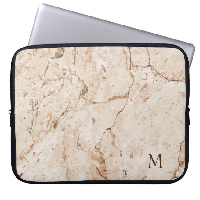 Monogrammed Beige och Brown Marcular Laptop Fodral (Framsidan)