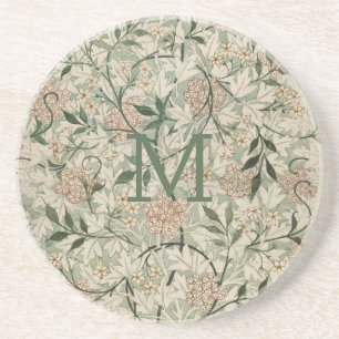 Monogrammed Beige, Sage Grönt, Peach Blommigt Underlägg