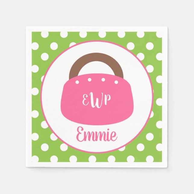 Monogrammed Bermuda Bag Personlig Party Napkins Pappersservett (Framsidan)