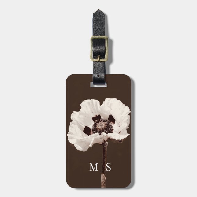 Monogrammed Bevacit White Montana Wildblomma Bagagebricka (Vertikal Framsida)