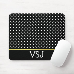 Monogrammed Black and White Polka Dot Mönster Musmatta