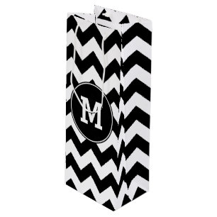 Monogrammed Black and White Zigzag