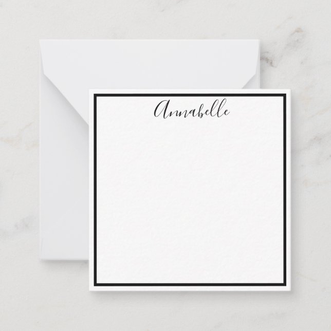 Monogrammed Black Boarder Note Card och kuvert Anteckningskort (Framsida)