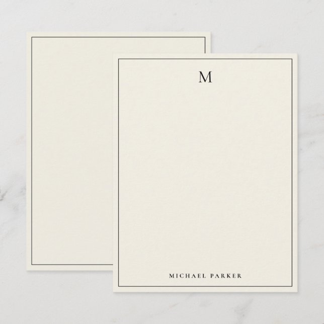 Monogrammed Black & Ecru Professional  Tack Kort (Fram/baksida)