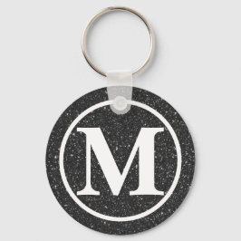 Monogrammed Black Glitz BB Nyckelring