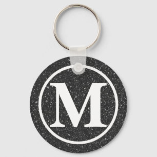 Monogrammed Black Glitz BB Nyckelring