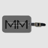 Monogrammed Black Grått Initialer Namn ockupation