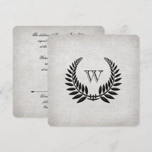 Monogrammed Black Laurel Vow Renewal Inbjudningar