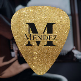 Monogrammed Black och 14 000 Guld Glitter Gitarr P Plektrum