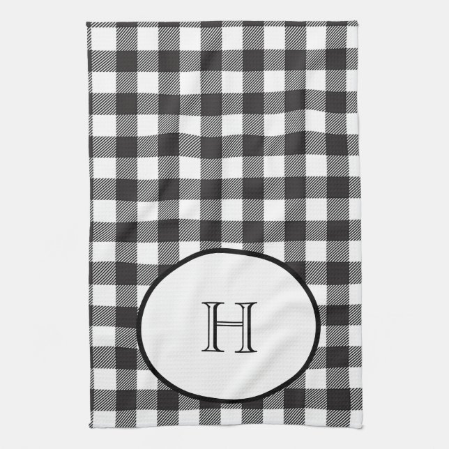 Monogrammed Black White Buffalo Play Kökshandduk (Vertikal)