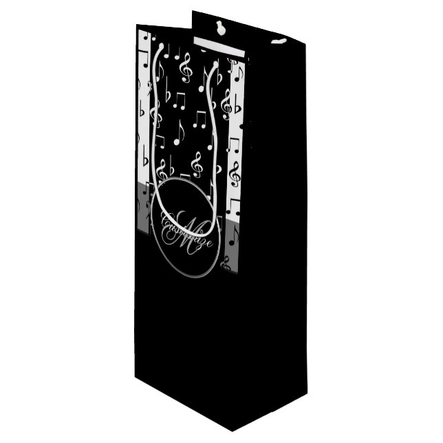 Monogrammed Black & White Musical Rand (Framsidan Vinklad)