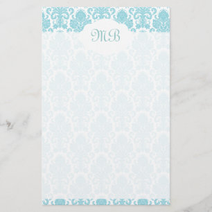 Monogrammed blåttdamast brevpapper
