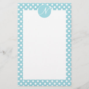 Monogrammed blåttpolka dots brevpapper