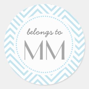 Monogrammed blåttsparre - DIY-märkre Runt Klistermärke