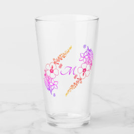 Monogrammed blom- Glass Tumbler Glaskopp