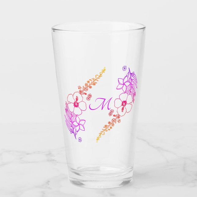Monogrammed blom- Glass Tumbler Glaskopp (Framsida)